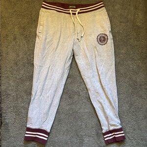 American Eagle Outfitters Gray Joggers with Maroon Trim